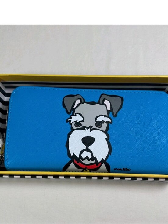 Marc Tetro Handbags - Marc Tetro Schnauzer Dog Zip Around Wallet Clutch Blue New With Tags Gift Box